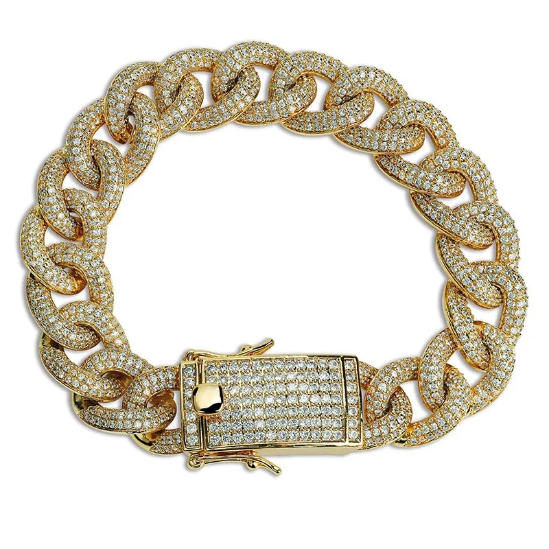 Nouvelle Mode Micro Pave Cubique Zircon Bracelet Tout Glacé 7 "8" Longueur Chaîne Cubaine Hip Hop Bijoux Cadeau