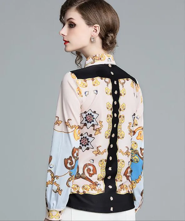 2019 Elegantes Camisas De Mujer Paisley Blusas Estampadas Estilo