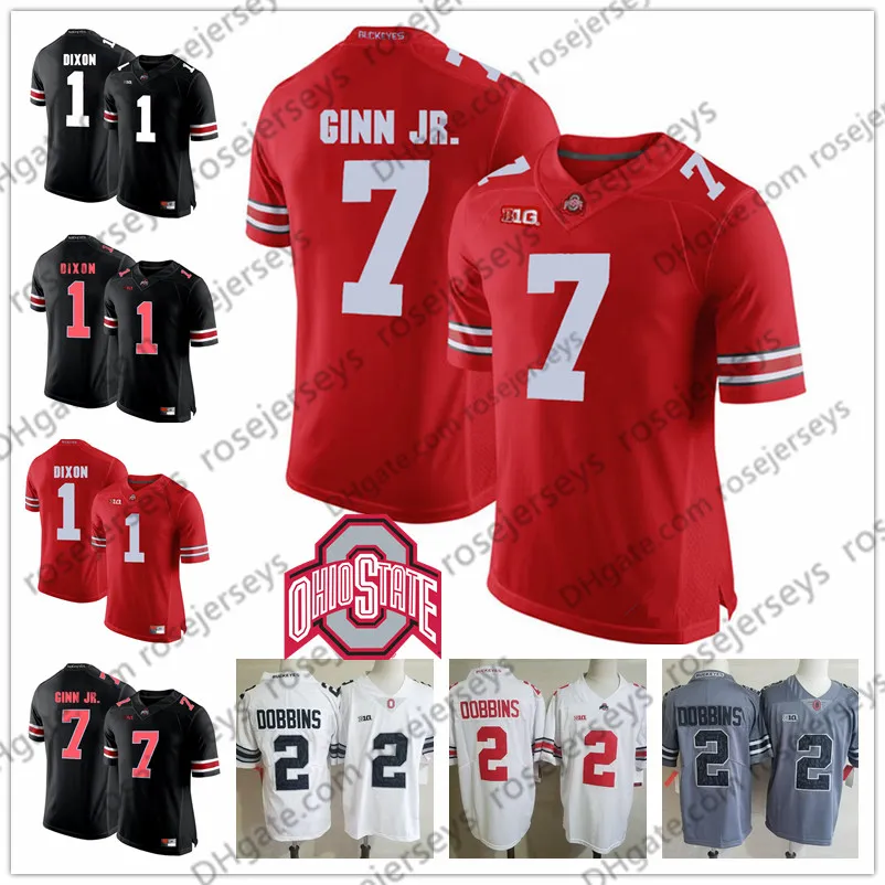 2019 Ohio State Buckeyes # 1 Johnnie Dixon 4 Santonio Holmes 7 Ted Ginn Jr. 59 Tyquan Lewis Jogador aposentado Branco Vermelho Preto Camisa