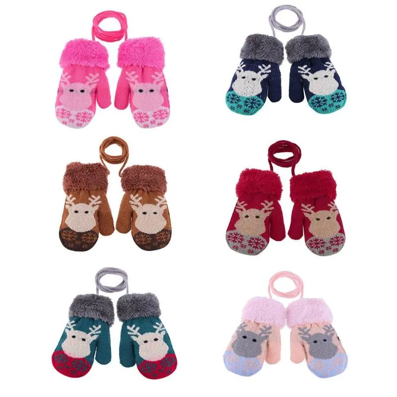 Luvas para bebês quentes de inverno crianças tricotadas mittens crianças garotas sólidas luvas full dedo luvas de malha de garotos aleatórios