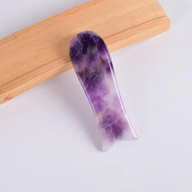 Facial Gua Sha Tool Fish Shaped Natural Amethyst Stone Guasha Scraping Massage Board Face Body Massager Wrinkle Removal Beauty Skin Care Tools