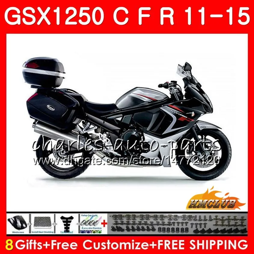 Corpo per SUZUKI Bandit GSX1250F GSX1250FA GSX1250 C 11 12 13 14 15 23HC.38 GSXF1250 GSX1250C nero argentato 2011 2012 2013 2014 2015 Carena