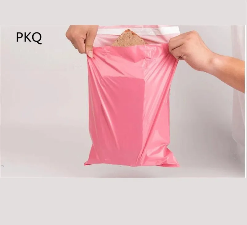 100 Uds. Bolsas de mensajería de color rosa, bolsa de plástico autoadhesiva de gran tamaño, bolsa de envío de polietileno, sobres pequeños exprés, bolsas de correo, bolsa de almacenamiento