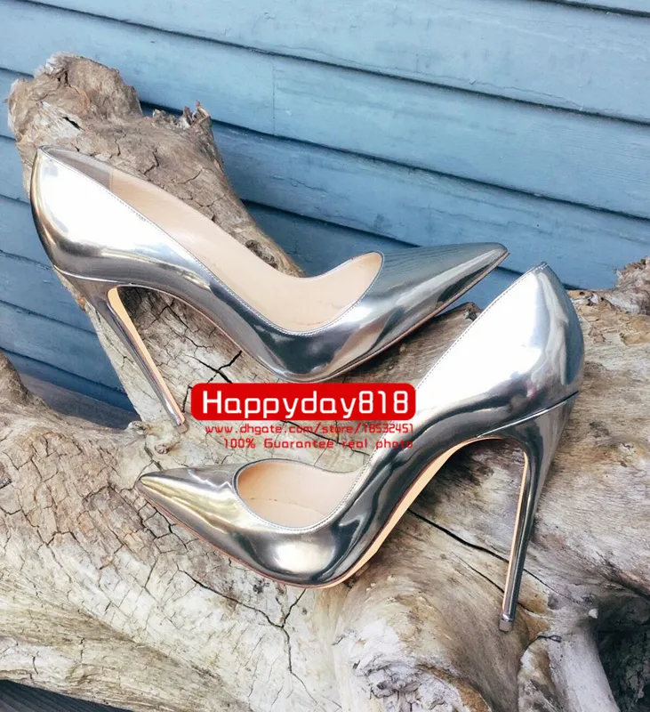 Gratis verzending mode vrouwen pompen zilveren patent lederen puntige teen hoge hakken sandalen schoenen laarzen hoge hakken voor vrouwen