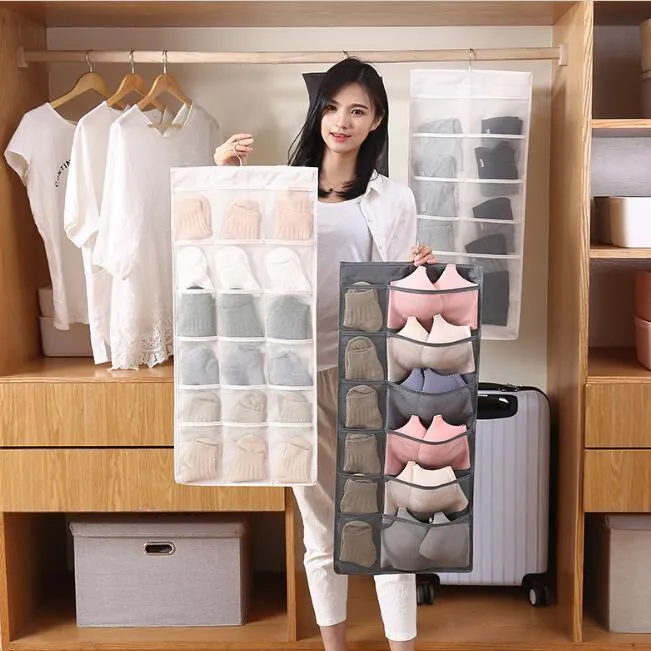 Double face armoire sac de rangement anti-poussière suspendu pliable oxford  sous-vêtements chaussettes soutiens-gorge tri sacs armoire rangement sacs