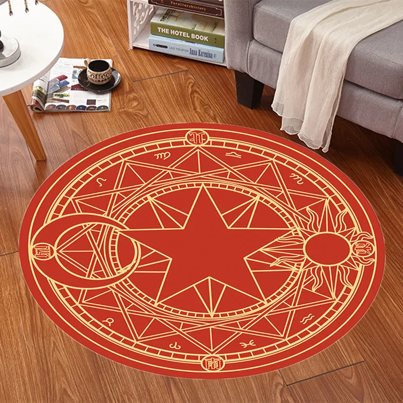 Cartoon Moka Girl Sakura Magic Array Carpets Non Slip Round Variety Sakura Lovely Cloakroom Mat hot sale 24ym3E1