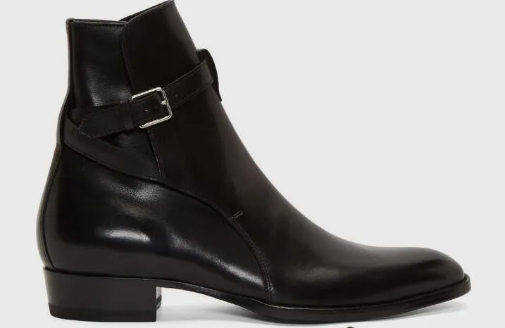 Men buckle zipper suede leather boots deals