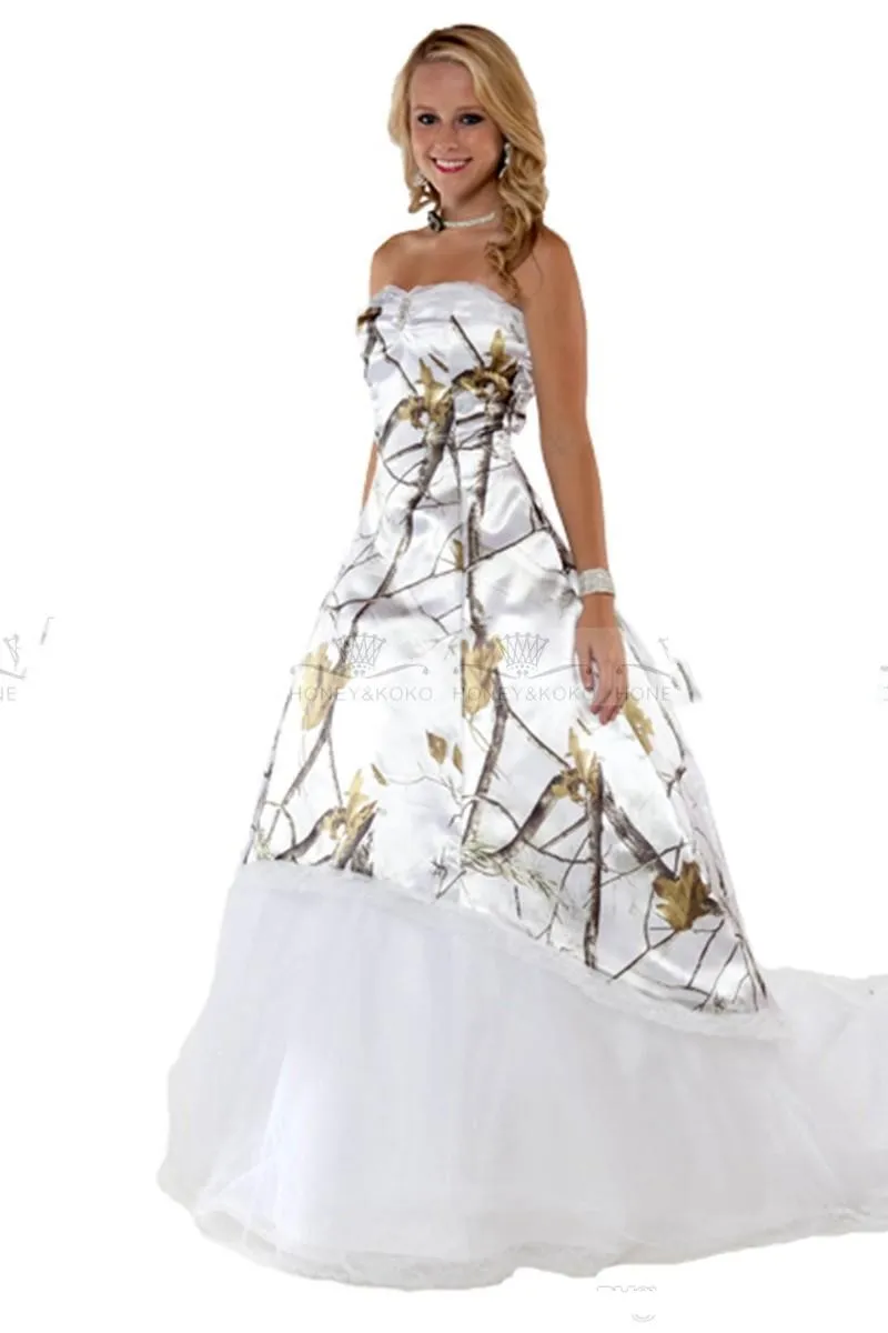 White Camo Formal Dress Luulla Mermaid Camo Wedding Dress