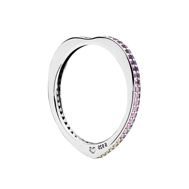 Multi-Colored Arc of Love Ring Dames Luxe Trouwringen Sets originele doos voor Pandora 925 Sterling Silver Ring