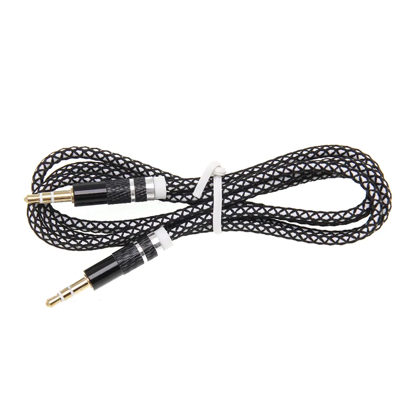 Jack 3.5mm Audio Cable Nylon Braid Candy 3.5mm Bil Aux Cable Headphone Extensionskod för telefon MP3 Bil Headset Speaker 300PCS