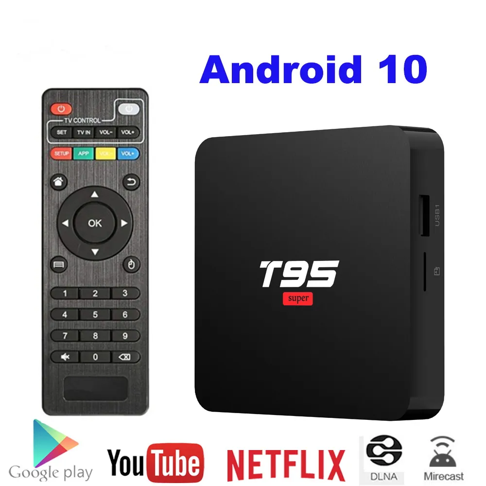 Android 10 TVボックスT95スーパースマートTVボックスAllwinner H3 GPU G31 2GB DDR3 RAM 16GB 2.4G WiFi HD OTTメディアプレーヤー