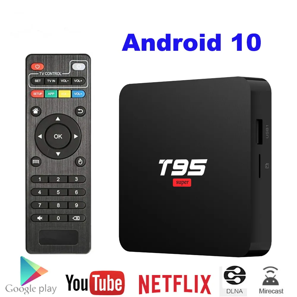 Android 10 TV Box T95 Super Smart TVBox AllWinner H3 GPU G31 2GB DDR3 RAM 16GB 2.4G WiFi HD OTT Media Player