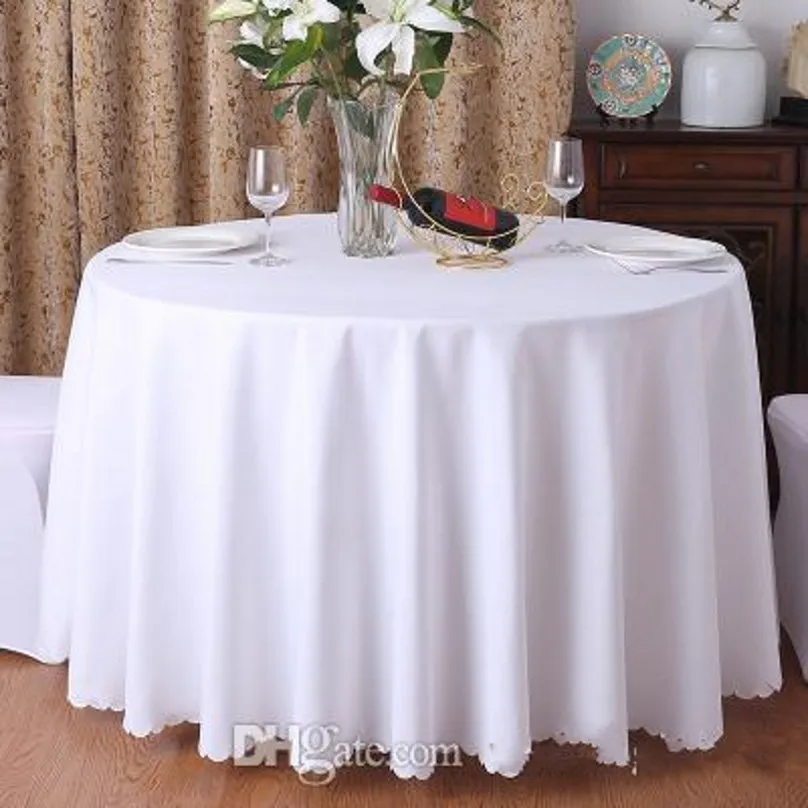 145cm 1PC table Fabric Solid Round White Table Cloth For Hotel Wedding Party Decoration Rectangle Tablecloth For Wedding