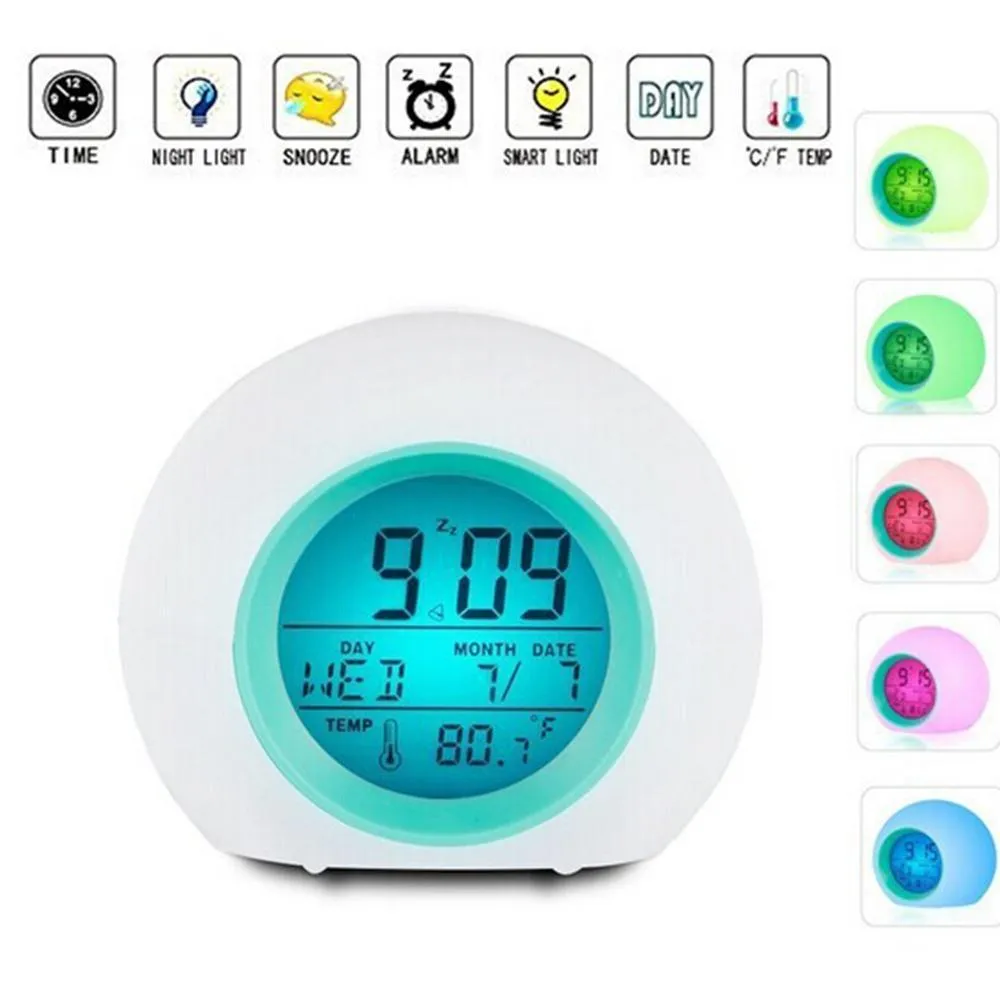 Weerkaatsing Overtollig Intact Kinderen Wekker Wakker Digitale Klok Voor Kinderen 7 Kleuren Veranderen  Licht Nachtkastje Klok Voor Jongens Meisjes Slaapkamer Met Indoor Tempera  Van 15,42 € | DHgate