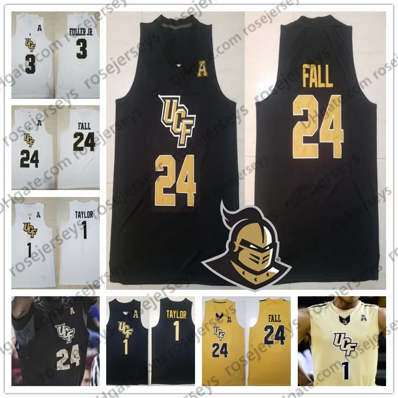 Niestandardowe UCF Knights College Koszykówka Każda nazwa Numer Złoty Biały Czarny 1 BJ Taylor 24 Tacko Fall 3 Dre Fuller Jr. 2019 Jersey