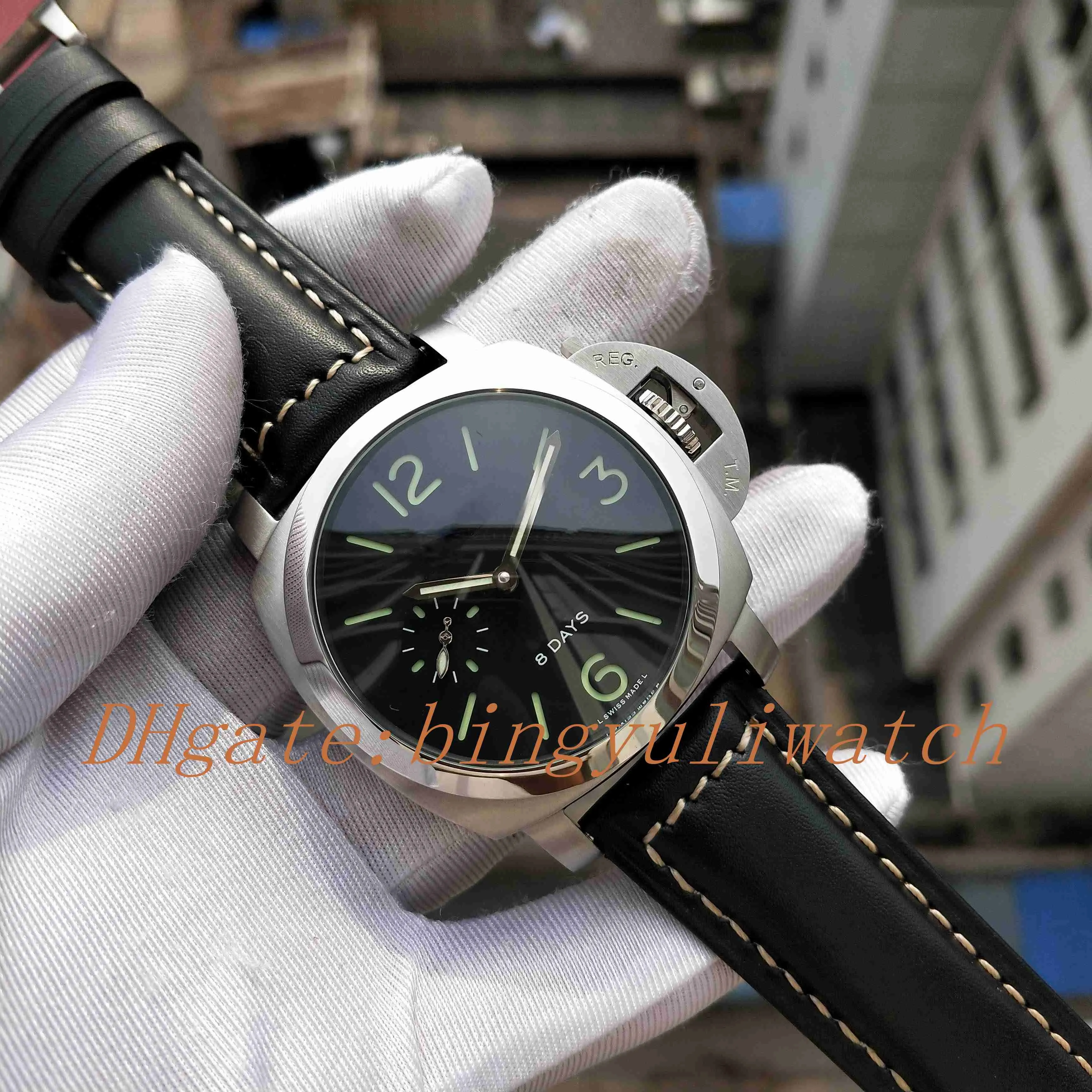 Luxury Factory New 1950 Series 8day Luxurious Leather Strap Super Mechanical Automatic Movement Power Reserve Mens Watches With OR328H