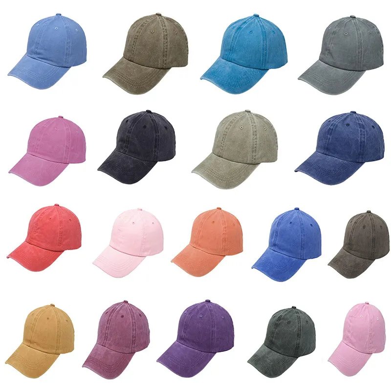 New Unisex Cap Plain Color Washed Cotton Baseball Cap Men Women Casual Adjustable Outdoor Trucker Snapback Hats da583