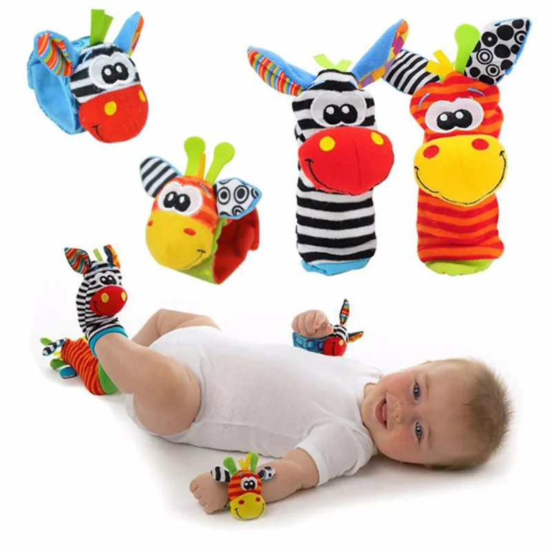 Cartoon Baby Spielzeug 0-12 Monate Weiche Tier Baby Rasseln Kinder Infant Neugeborenen Plüsch Handgeldern Rassel Fuß Finder Baby Spielzeug