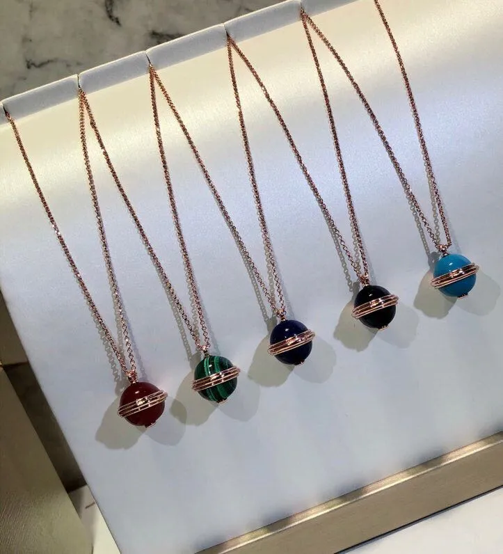 Whole-Possession Designer Rose Vergulde Kleurrijke Keramische Ronde Bal Hanger Ketting Voor Vrouwen Jewelry221U