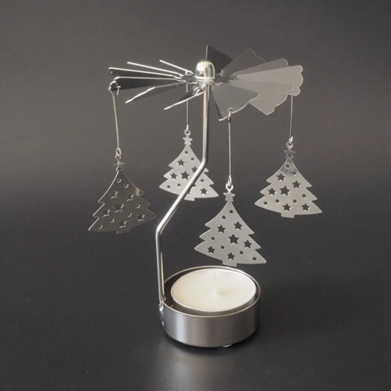 Romantic Spinning Rotary Metal tea light carousel Stand with