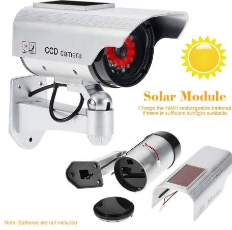 Caméra factice solaire alimenté par batterie scintillement LED faux intérieur extérieur Surveillance caméra de sécurité balle CCTV caméra