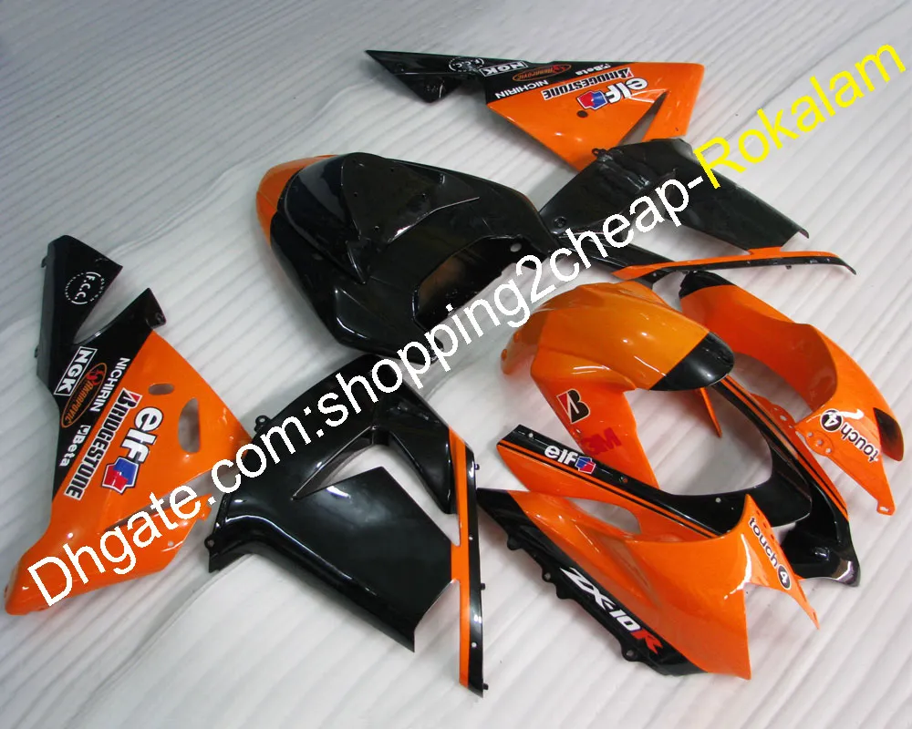 04 05 ZX-10R carents set per Kawasaki ZX10R 2004 2005 Arancione Black Race Bike Fairing Kit (stampaggio a iniezione)