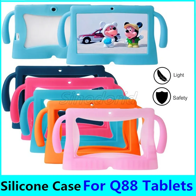 Crianças Soft Silicone Borracha Gel Grande Orelhas Cute Tablet PC para 7 polegadas Q88 Anti-Poeira Aproximação Resistente a Protetora