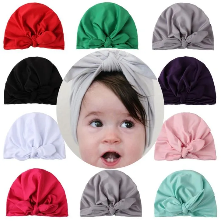 9 kleuren Baby Winter Warm Katoen Hoeden Beste Koop Reborn Meisjes Vrij Konijn Oor Breien Hoed Kids Indian Hat Haaraccessoires