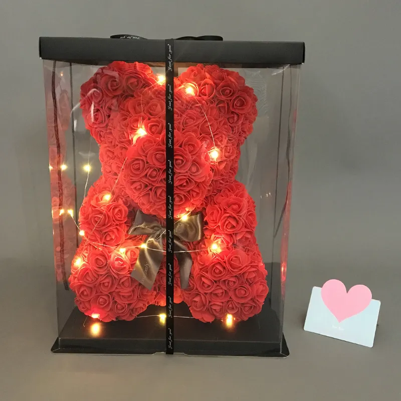 Romantic 25cm Soap Rose Bear with Gift Box, Artificial Flowers Teddy ...