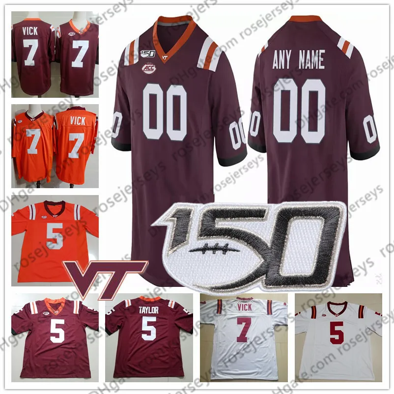 Personalizado Virginia Tech Hokies 2019 futebol qualquer nome número vermelho 2 Hendon Hooker 5 Ryan Willis 14 Damon Hazelton Vick NCAA 150th Jersey