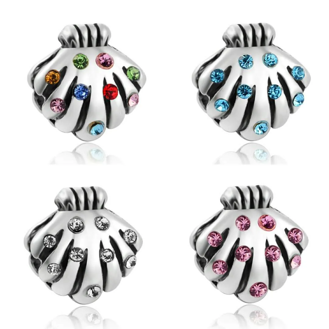 Ny färgglada conch charms stora hål skal charm pärlor passar för armband julklapp DIY smycken tillbehör gör halsband armband