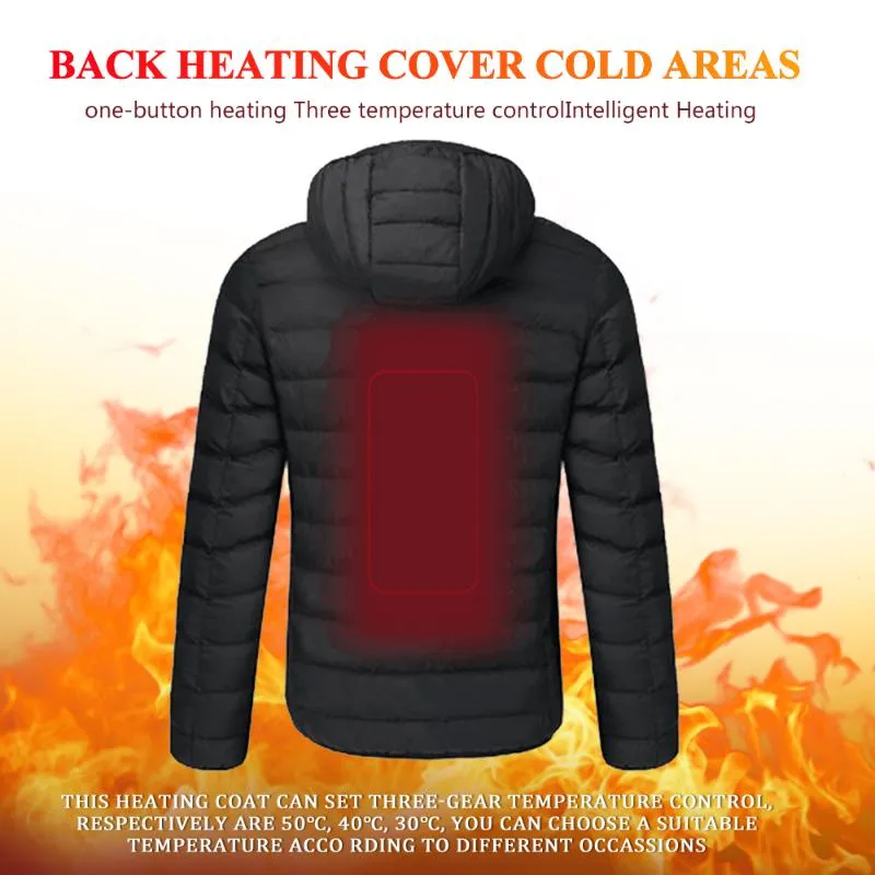 고품질 가열 재킷 조끼 2019 겨울 따뜻한 코트 유연한 전기 열적 두건 의류 야외 코트 USB 열