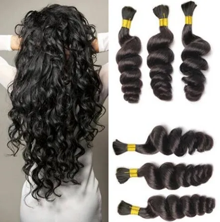 Cheveux humains bouclés non transformés 9A 3pcs Deal Brésilien Loose Wave Cheveux en vrac pour micro tresses