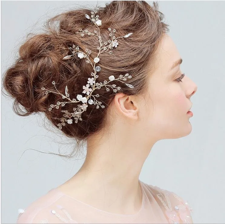 Bride's crisp hair crystal hairpin wedding handmade headdress trim Clip Wedding Jewelry