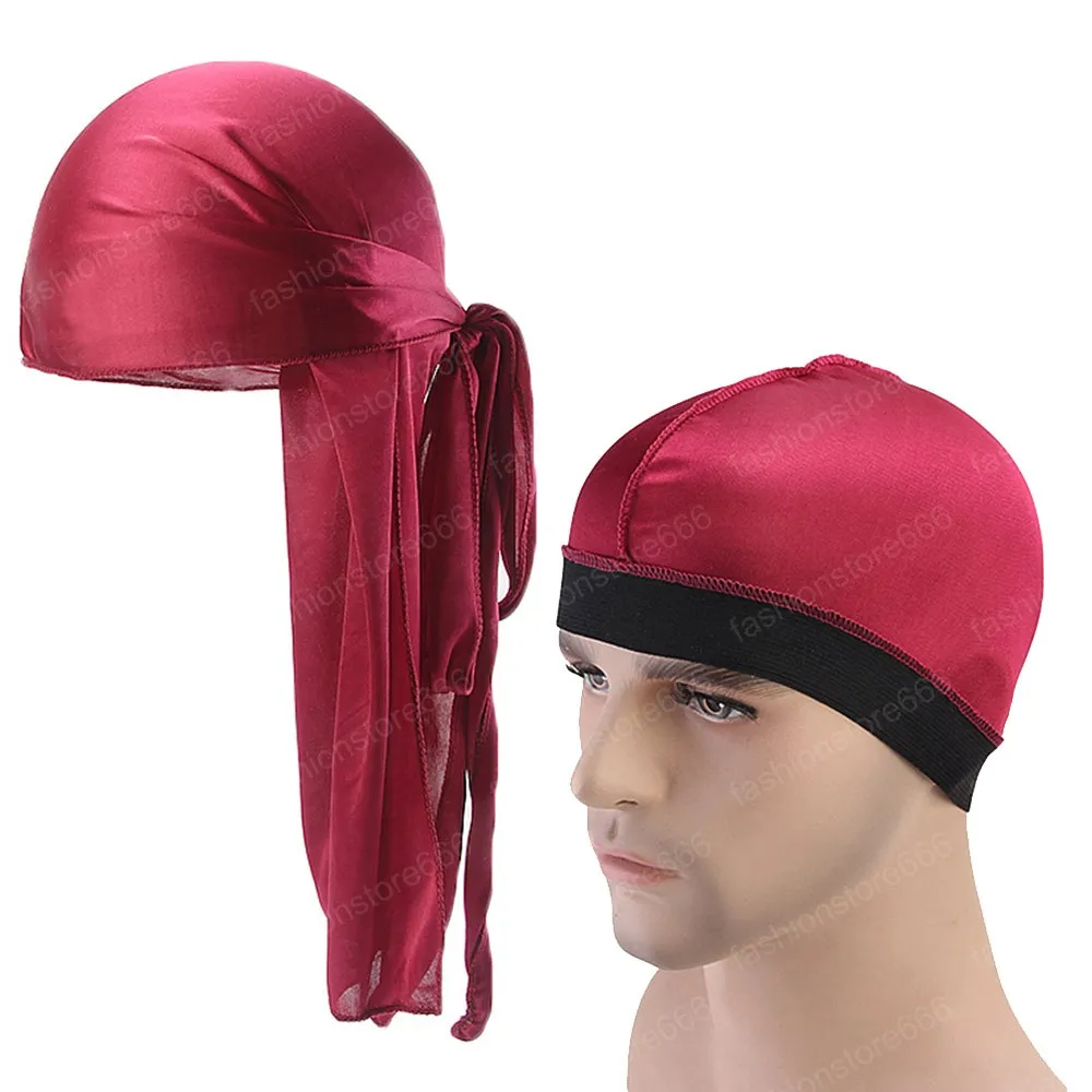 Unisex Durag Long Satin Hatchabless Turban Du Rag Pirate Hat Men.