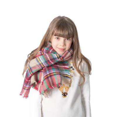 Jesień i zima Kolorowe Plaid Childice Kwadratowy Szalik Imitacja Kaszmiru Szalik Plaid Rodzic-Child-Child-Child and Girls Scarf EEA510