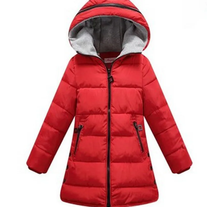 Tjejrock Barnens ytterkläder Tjocka barn Mode Casual Child Jackor för Flickor Varm Vinter Hooded Jacka Coats Candy Solid