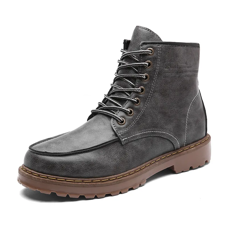 Hombres botas cortas hombres pu botines casuales punta redonda hombre zapatos de ocio hombre
