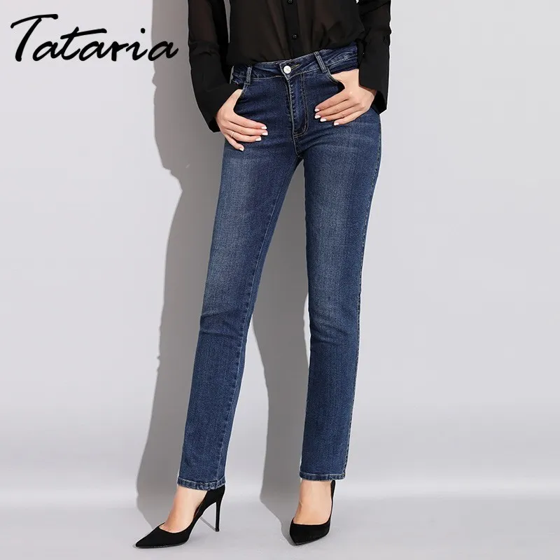 Jeans Ajustados De La Cintura Alta Para Mujeres: Talla Grande