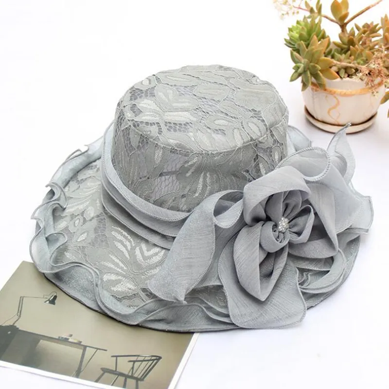 Elegant Gray Women\'s Hat with Floral Accent Gray Tea Party Derby Hats For Women Elegant Church Hat  main image 4