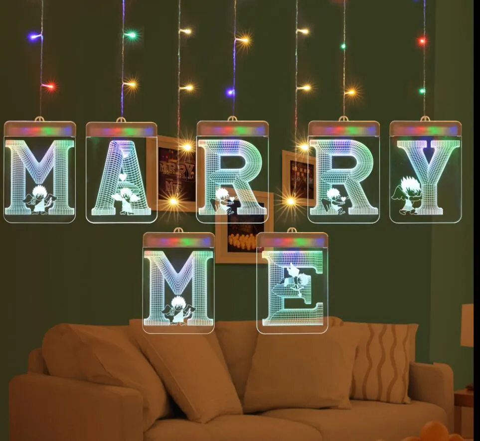 USB 5V LED luz cordas luminosas letras criativas de fadas da cortina criativa Luzes românticas de suspensão LED String String Dia dos Namorados Casa de Casamento Casa de