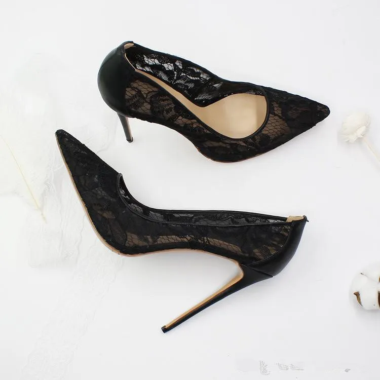 Designer Red Bottom Lace Stiletto Lace Wedding Heels With Pointed