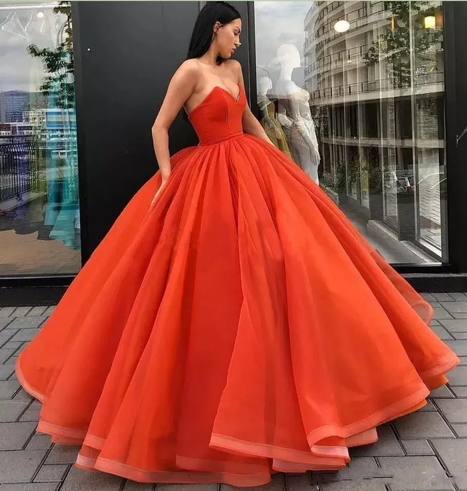 Basit turuncu balo elbisesi quinceanera elbiseler tatlım resmi vestido de festa taban uzunluğu uzun resmi gece elbise yarışması parti elbiseleri