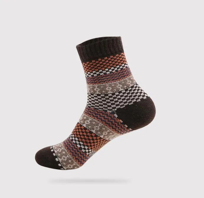 Hommes doux épais Angora cachemire décontracté mélange de laine de lapin chaud hiver chaussettes en laine jacquard rayure design chaussette plus chaude pour hommes adultes femmes