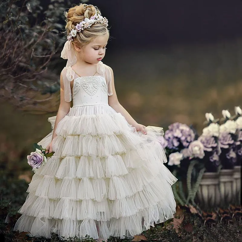 Designer Flower Girl Dresses for Wedding Paryt Girl Pageant Dress with Pleated Skirt Formal Occasion Dress Junior Bridesmaids