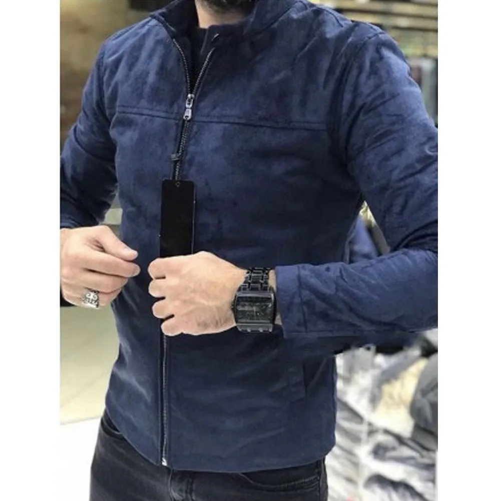 Dropshipping New Winter Suede Coat Slim Fit Kurtki Męskie Casual Ciepła Outwear Kurtka Mężczyźni Solidne Ciepłe Pear Płaszcz Rozmiar M-3XL