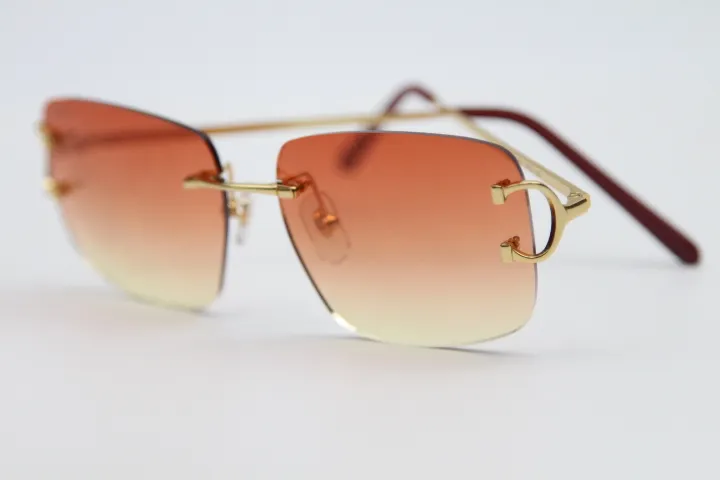 2020 Designer Rimless Rimless Sunglasses Mens Unisex Metal 