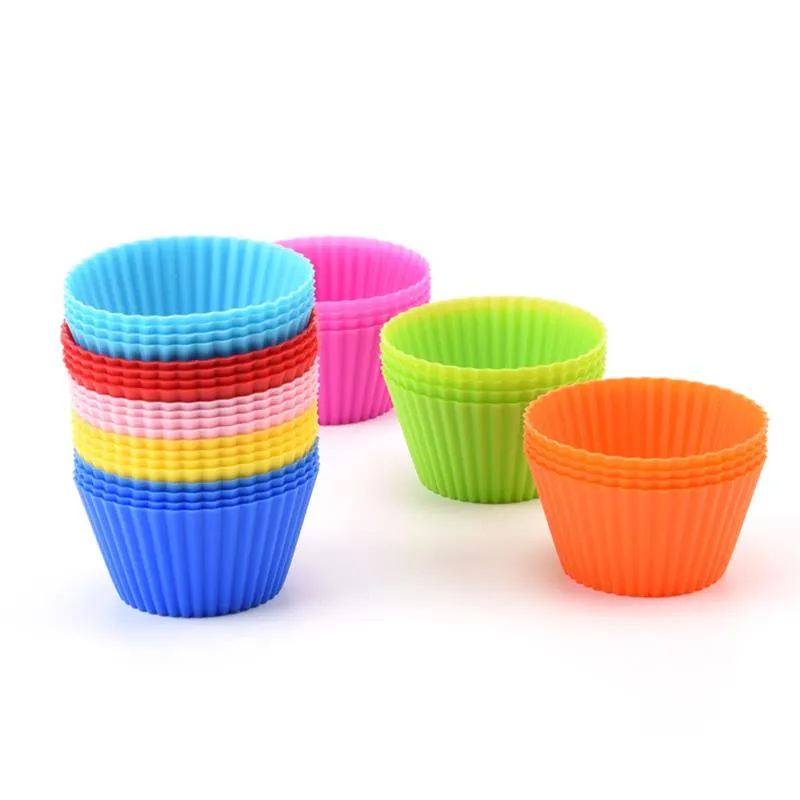 Silikon Pişirme Kalıp 7cm Kek Kalıpları Yapışmaz Muffin Snacks Jelatin Bakeware Cupcake Liner Pişirme Kalıpları Mutfak Aksesuarları