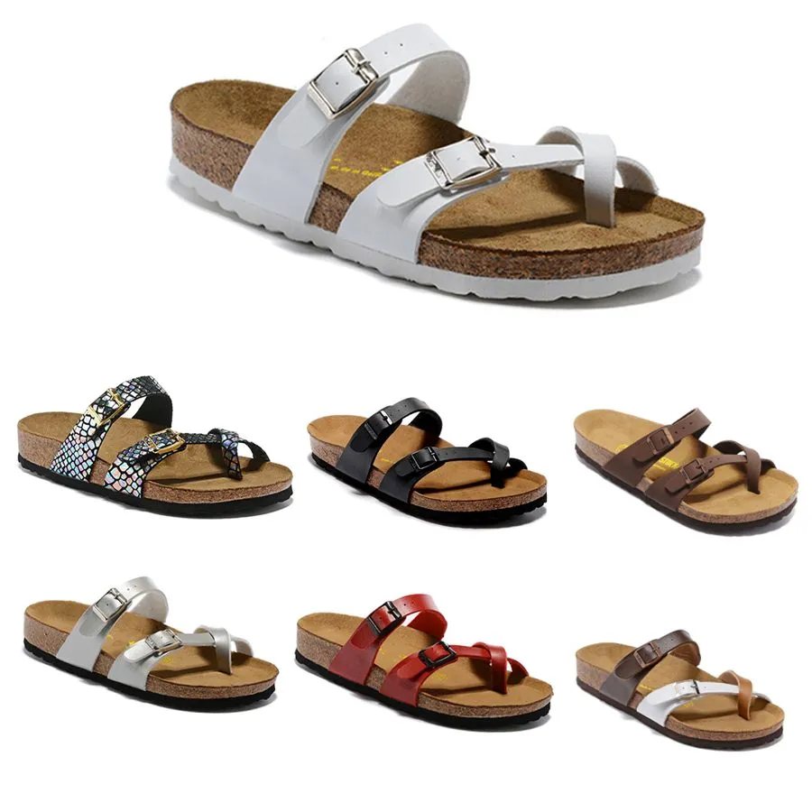 2023 Zomer Nieuwe stijl Flat Beach Sandals Heren Vrouw Cork Slippers Comfabele leer Twee Buckle Originele Mayari echt lederen luxe designer Casual schoenen