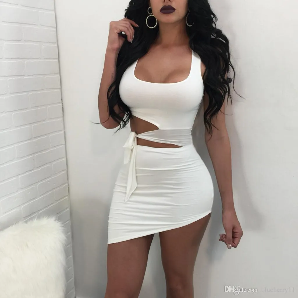 Women s Casual Sexy Skinny Irregular Mini Dress Summer Black White Party Club Dress 2024 S XL
